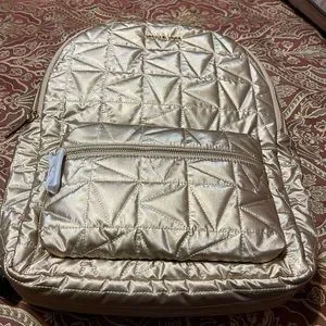 NWT MK Large Metalic Rose Gold Colored Backpack Michael Kors Rhea Zip Medium Backpack Primrose M - Walmart  main image 3